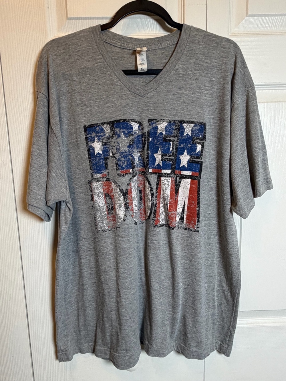 Tultex Freedom USA Flag Graphic Tee Gray XL Patriotic
